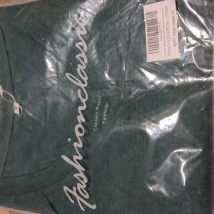 Mixshe Women's short sleeve v neck t shirt loose fitting tunic green size med